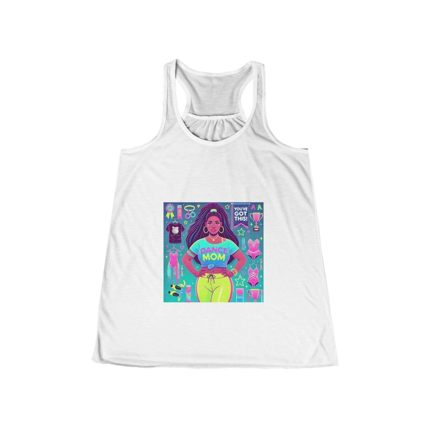 Dance Mom: You've Got This - Darker Skin Tone Mom - Curvy - Women's Flowy Racerback Tank - Whippie's