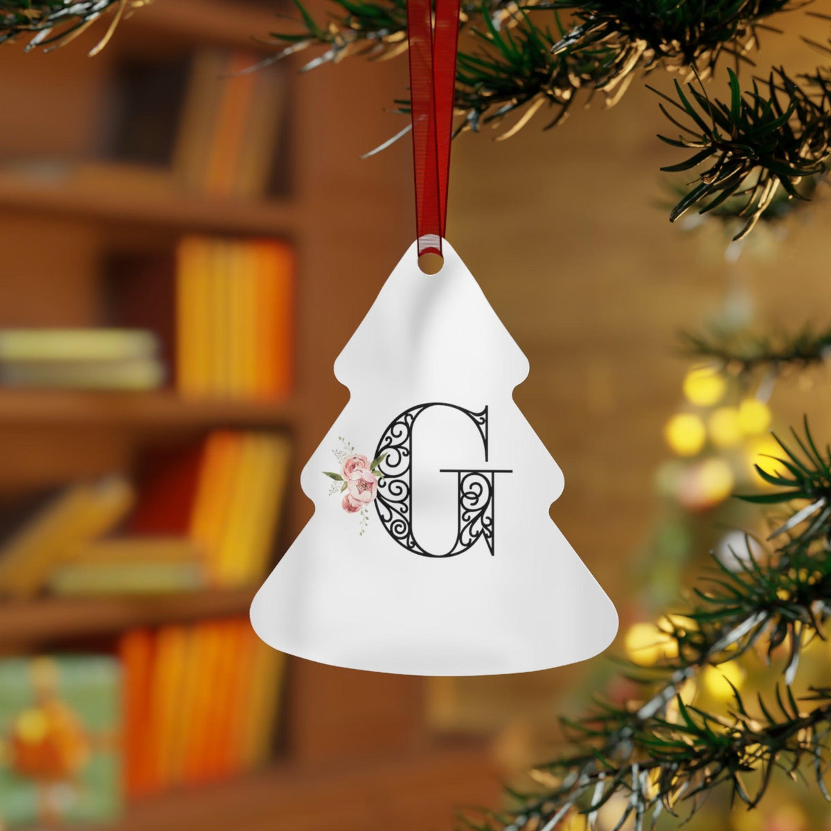 Floral Letters: Letter G - Metal Christmas Ornament - Whippie's