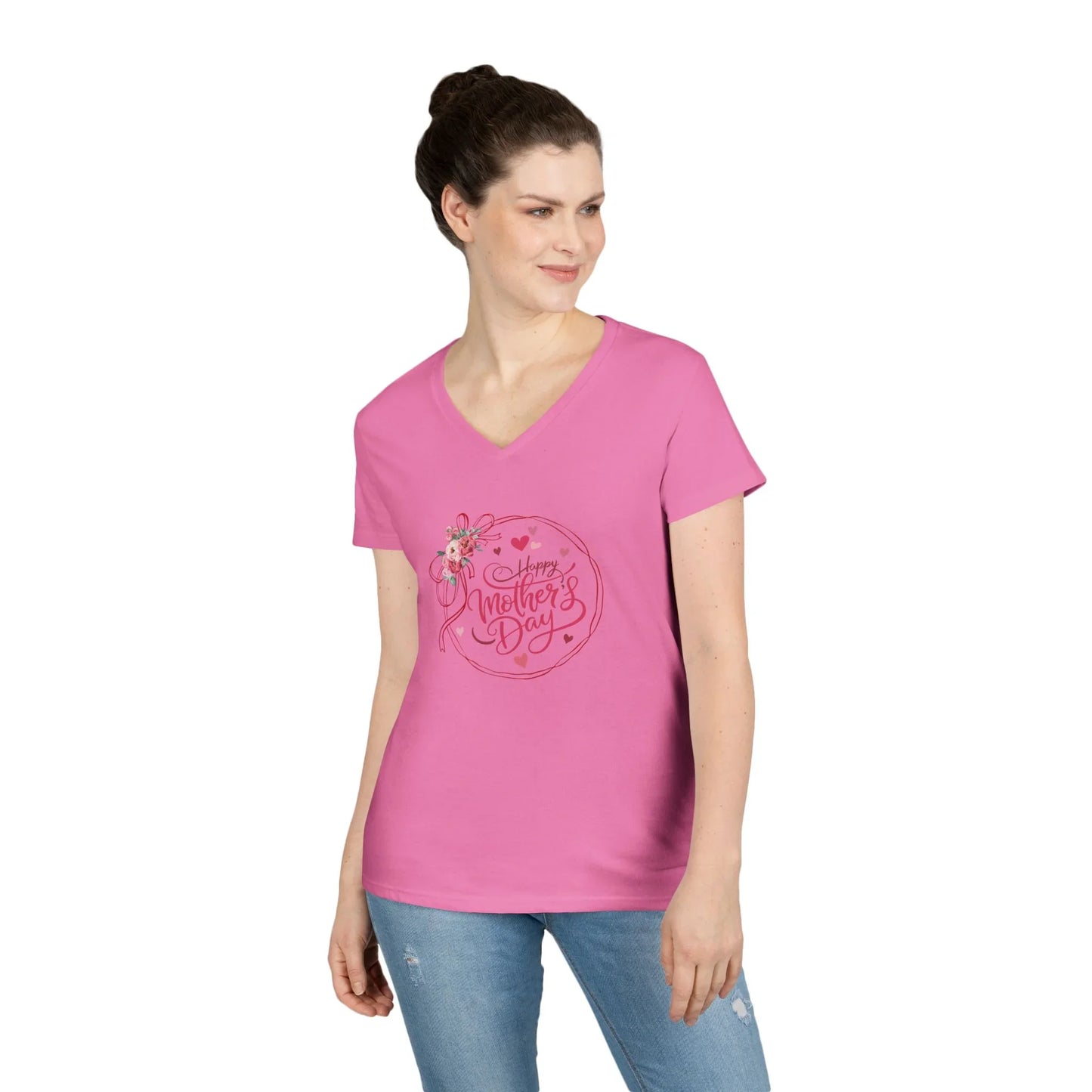 Happy Mother's Day Peonies V-Neck T-Shirt - Whippie's