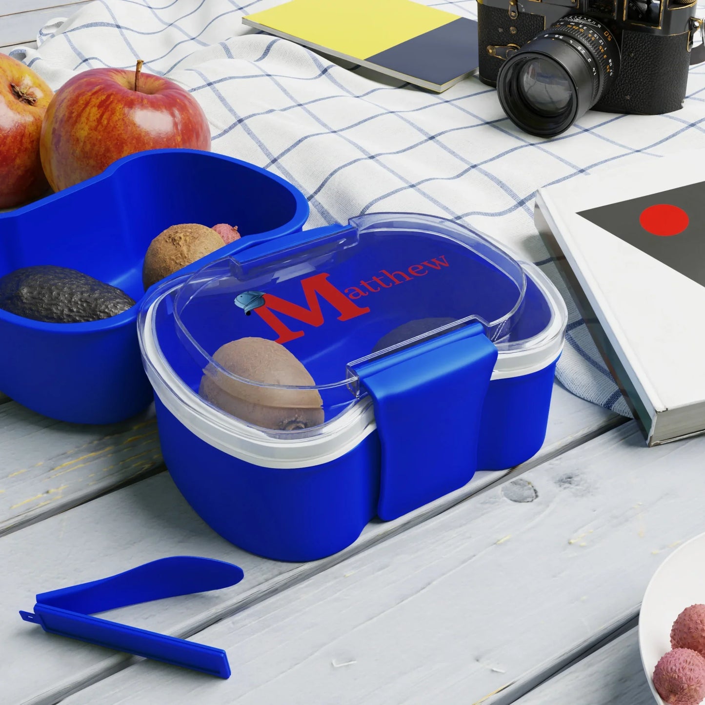 Initial & Baseball Cap Two-Tier Bento Lunch Box - Personalizable - Whippie's