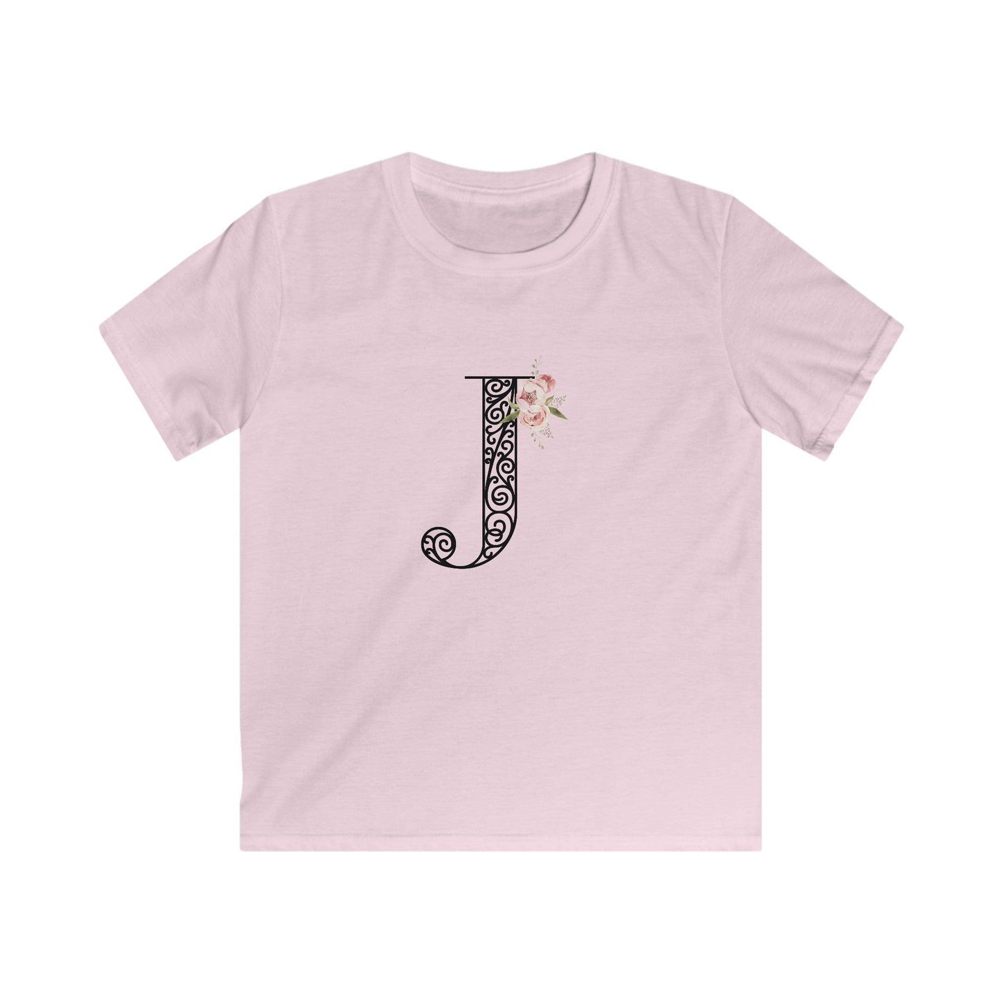 Floral Letters: Letter J - Kids Softstyle Tee - Whippie's