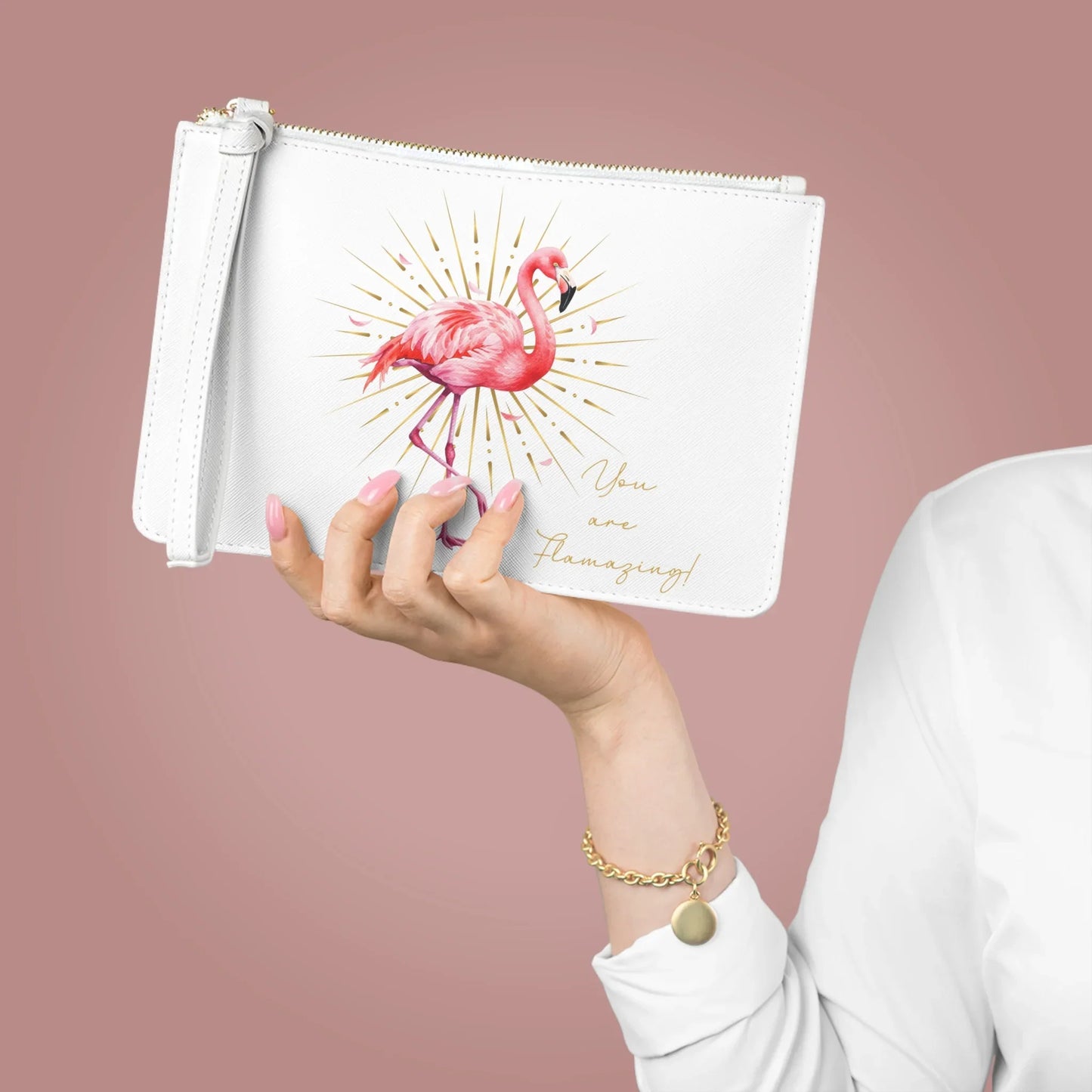 You Are Flamazing Flamingo Clutch Bag - Personalizable - Whippie's