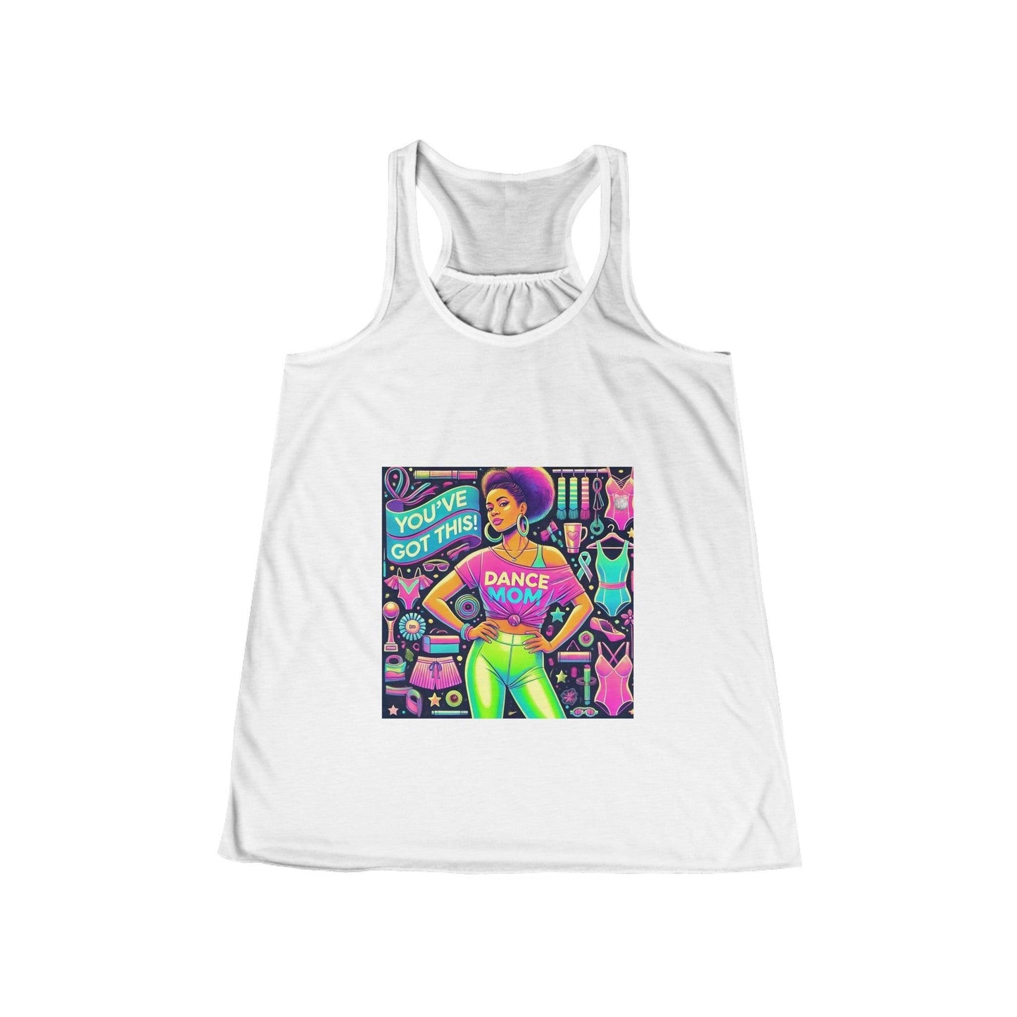 Dance Mom: You've Got This - Darker Skin Tone Mom - Sideview - Women's Flowy Racerback Tank - Whippie's