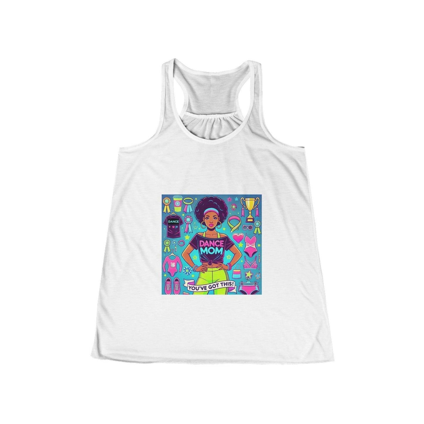 Dance Mom: You've Got This - Darker Skin Tone Mom - Short Hair - Women's Flowy Racerback Tank - Whippie's