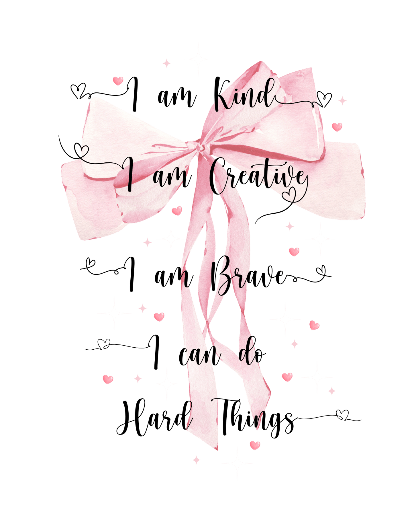 I am Kind, I am Creative, I am Brave, I can Do Hard Things Stainless Steel Water Bottle - Personalizable - Whippie's