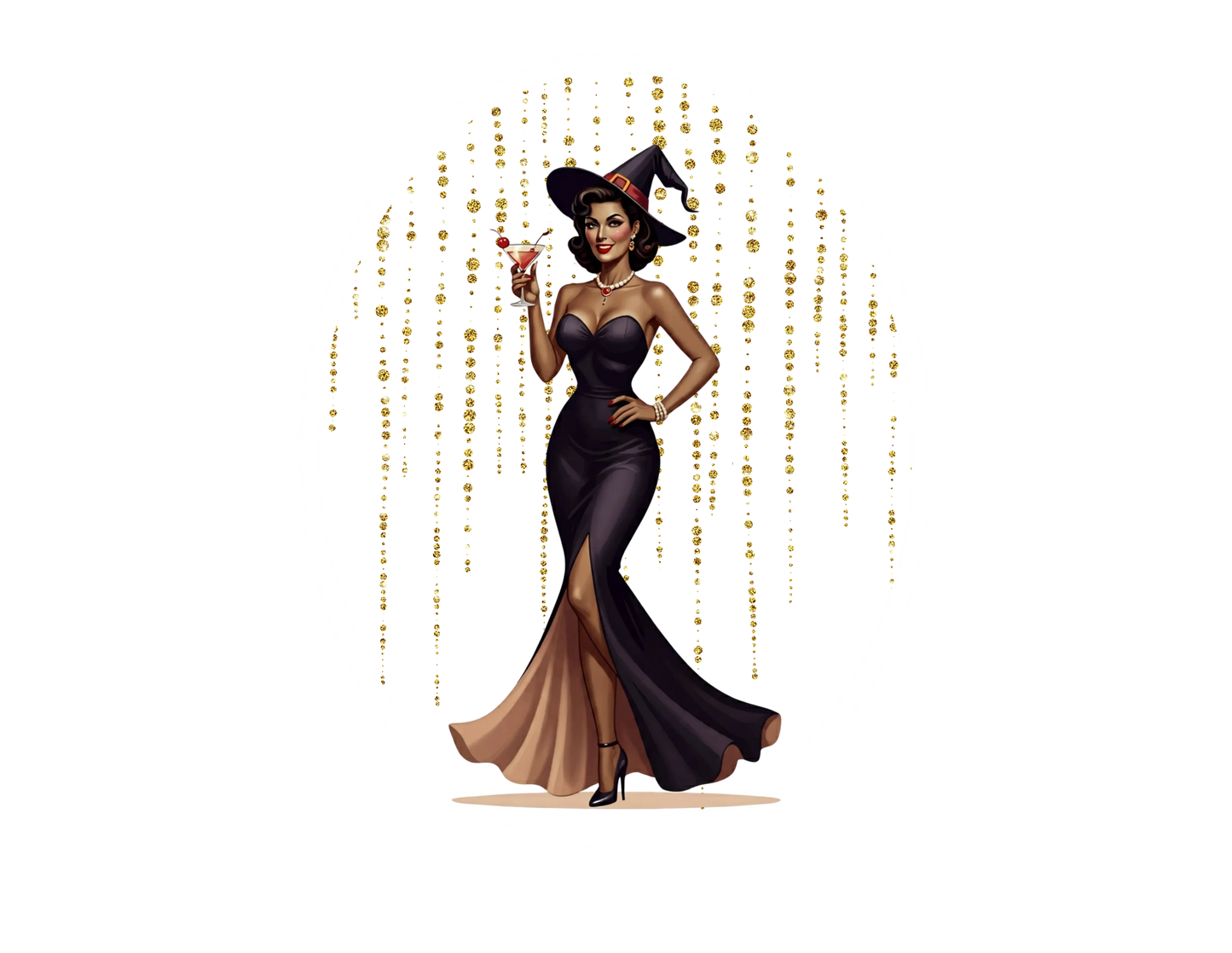 Midnight Glamour: Bewitching Pinup Halloween Tee