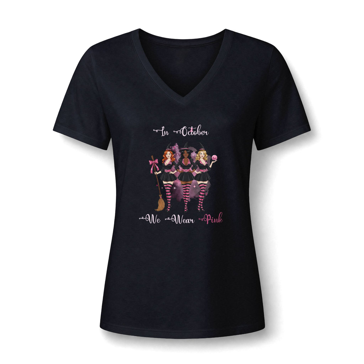 Witches Breast Cancer Awareness Halloween Shirt | In October We Wear Pink