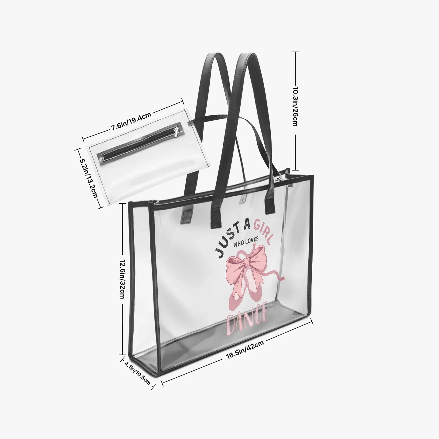 1227. Just a Girl Who Loves... Large PVC Tote Bag - Transparent Inner Bag - Whippie's