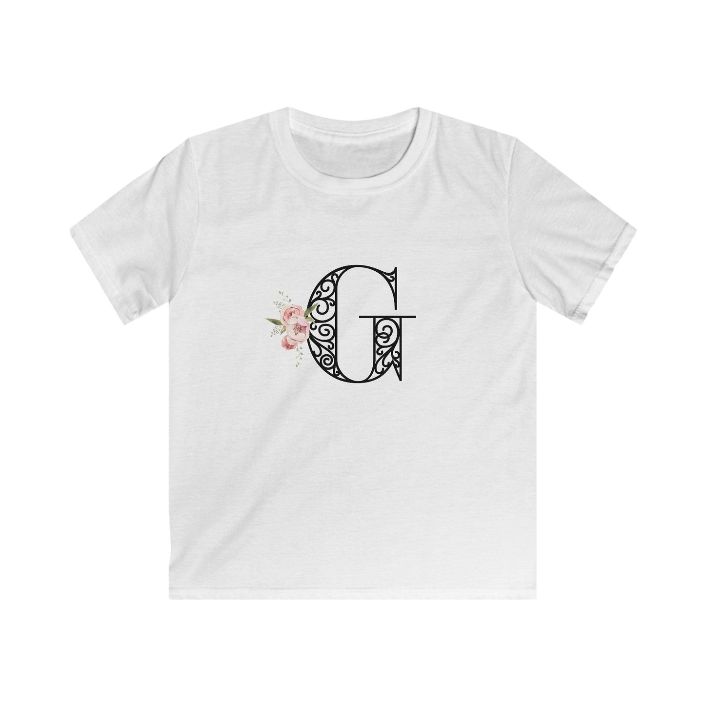 Floral Letters: Letter G - Kids Softstyle Tee - Whippie's