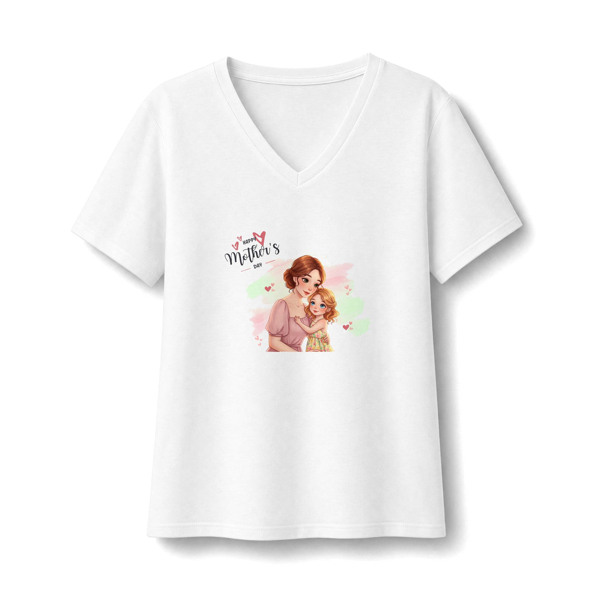 Happy Mother's Day Mom & Daughter Hug V-Neck T-Shirt