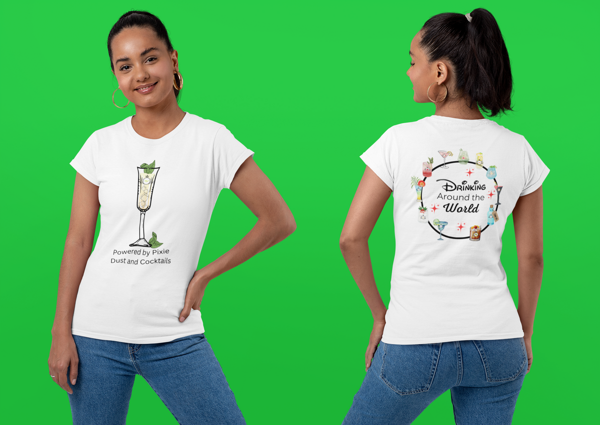 Pixie Dust and Cocktails Shirt - Double-Sided Drinking Around the World Tee