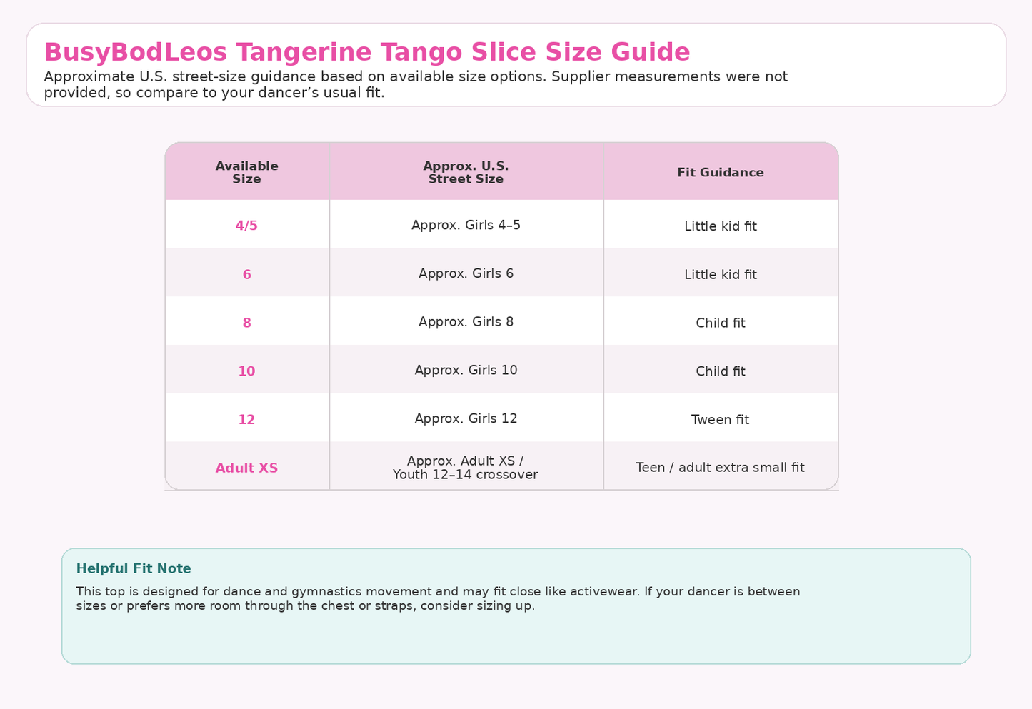 Tangerine Girls Dance Top