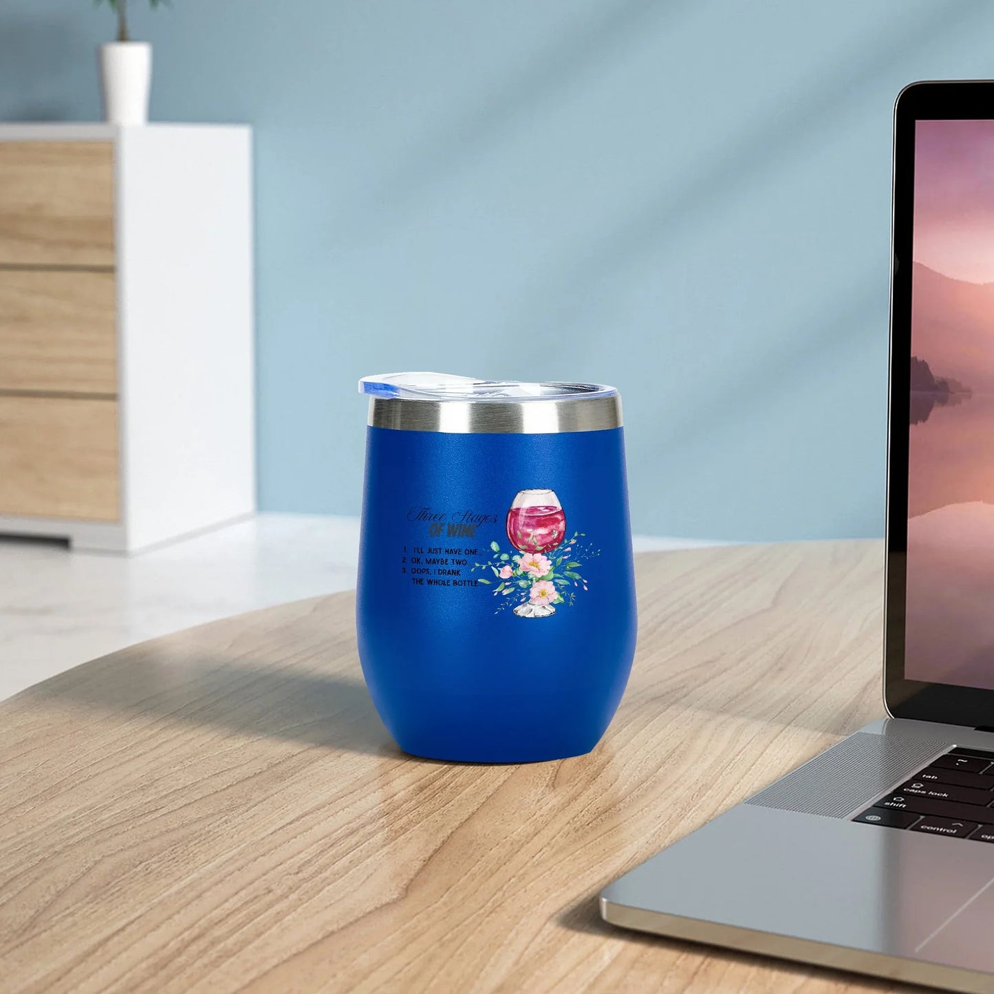 428. Three Stages of Wine 12oz Egg Shaped Insulated Tumbler - FREE Shipping! - Whippie's