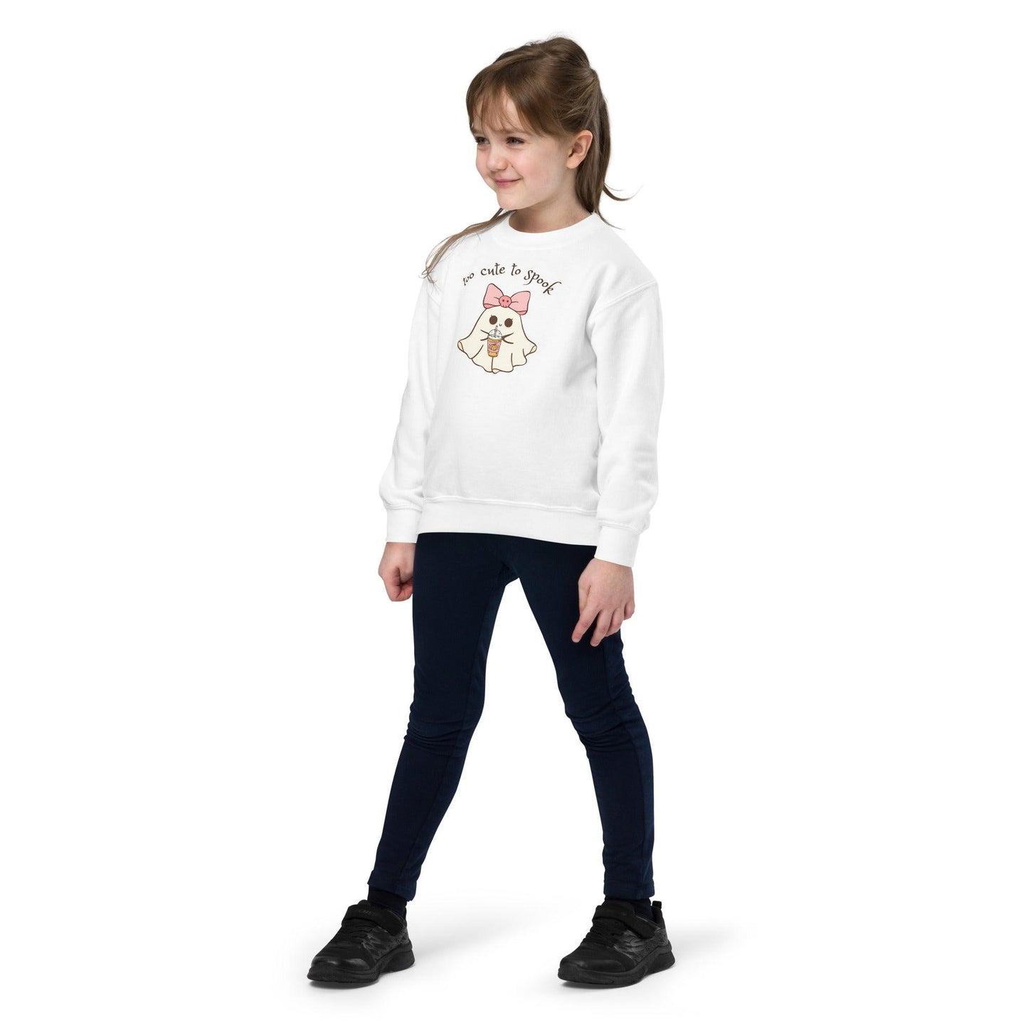 Too Cute to Spook Youth Crewneck Sweatshirt - 👻💖 Stay Cozy and Cute this Halloween! 💖👻 - Whippie's