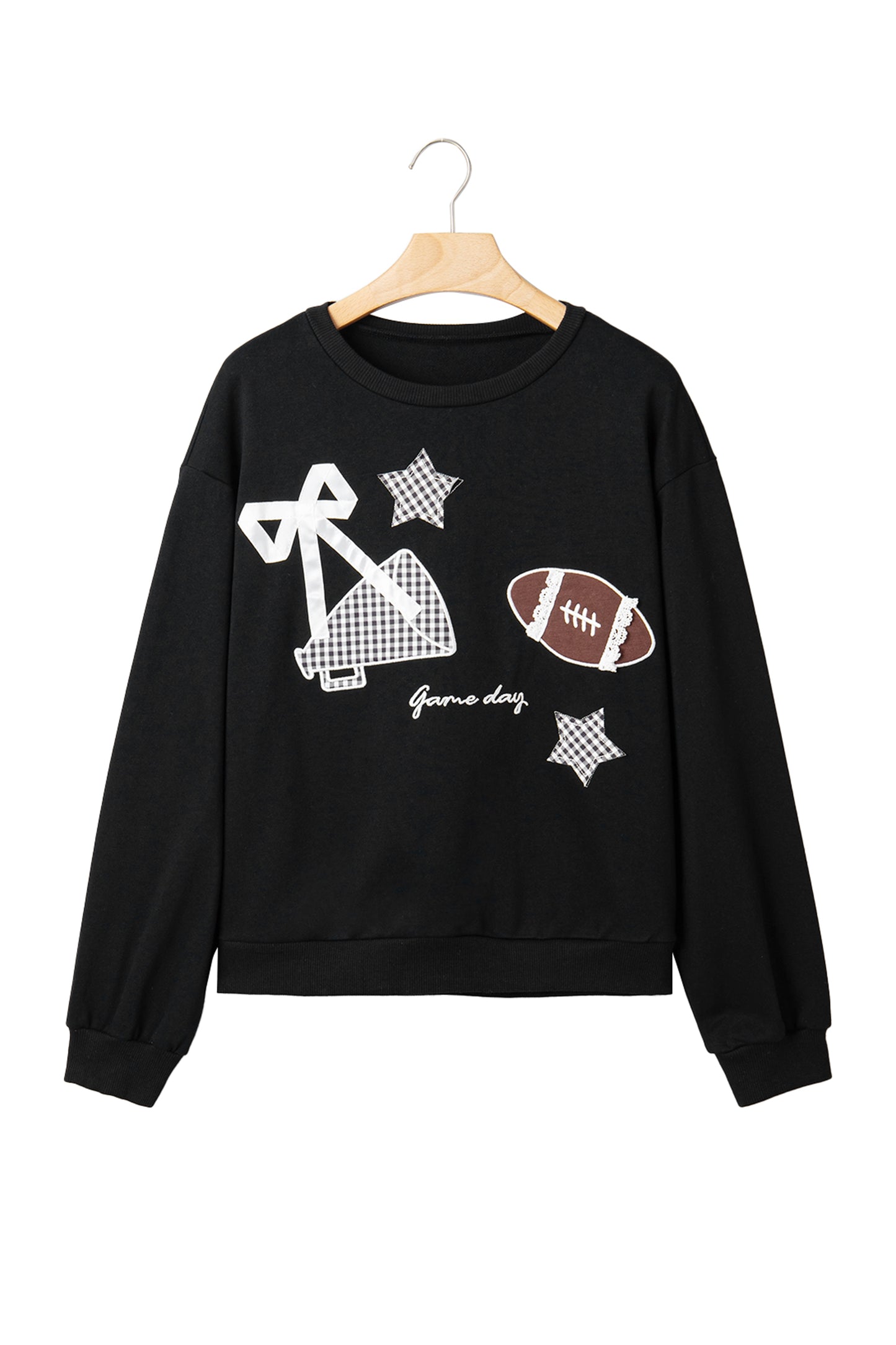 Racing Red Gingham Patch Rugby Game Day Sweatshirt
