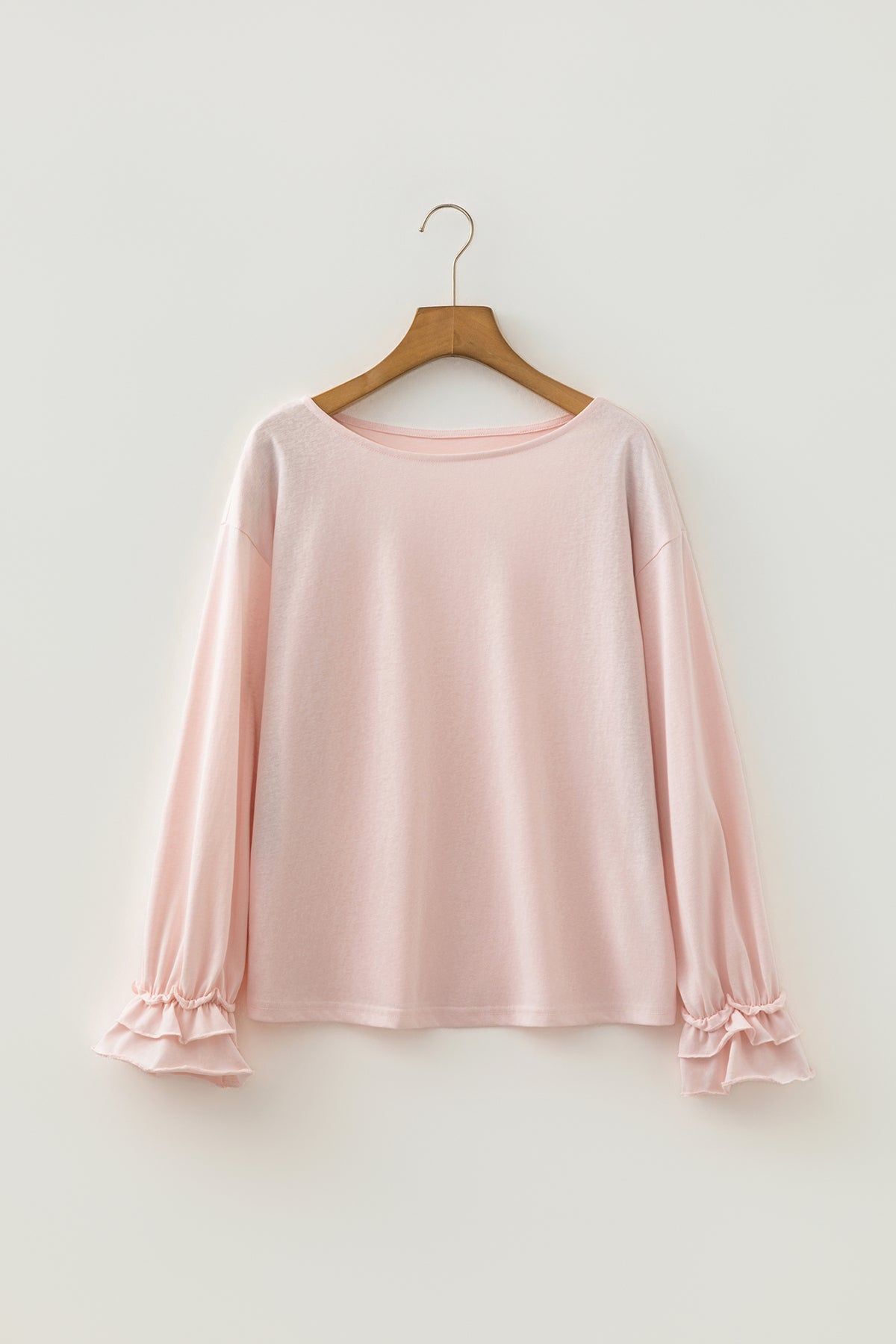 Gossamer Pink Long Sleeve Ruffle Cuff Top