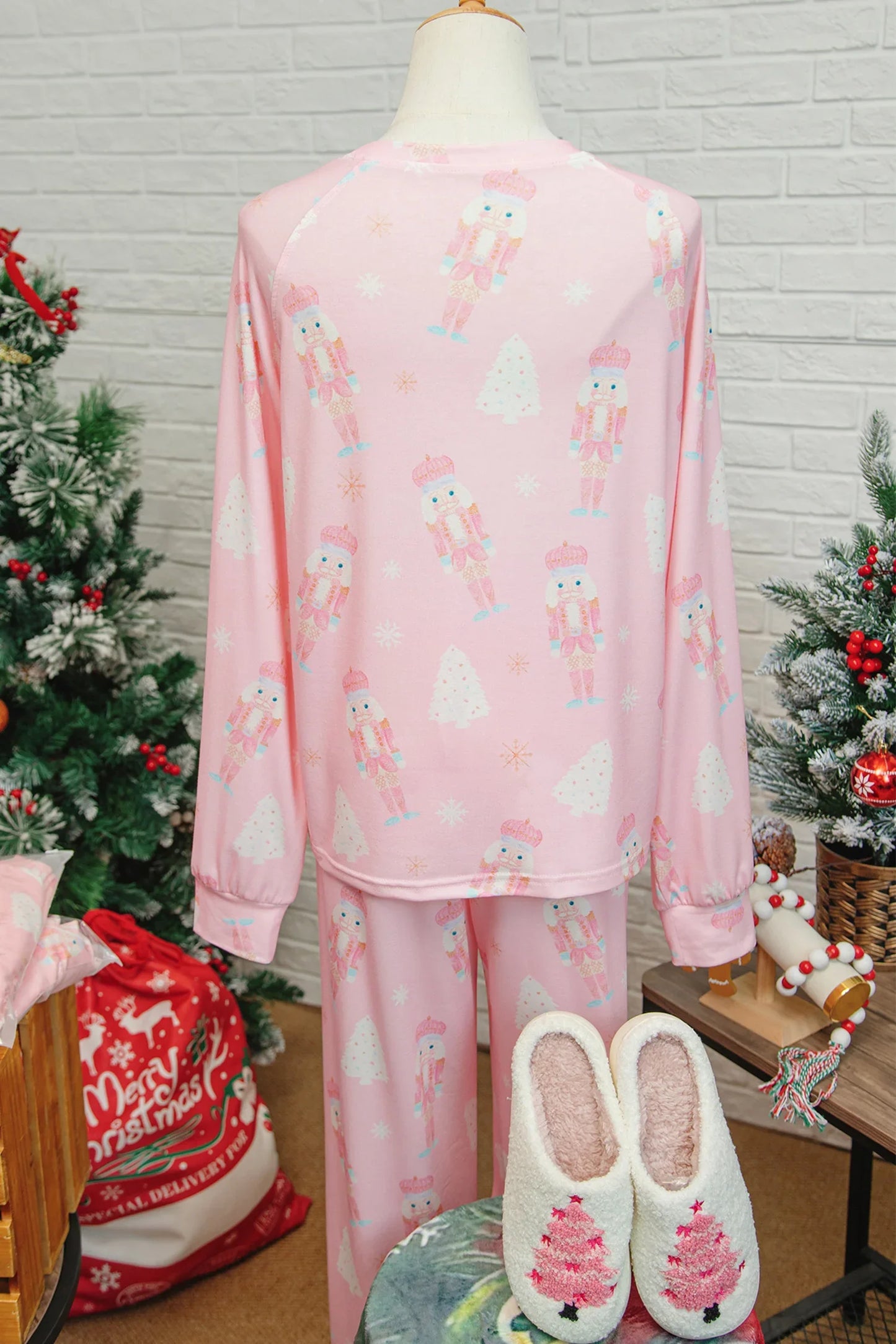 Pink Christmas Tree Nutcracker Pajamas Pant Set