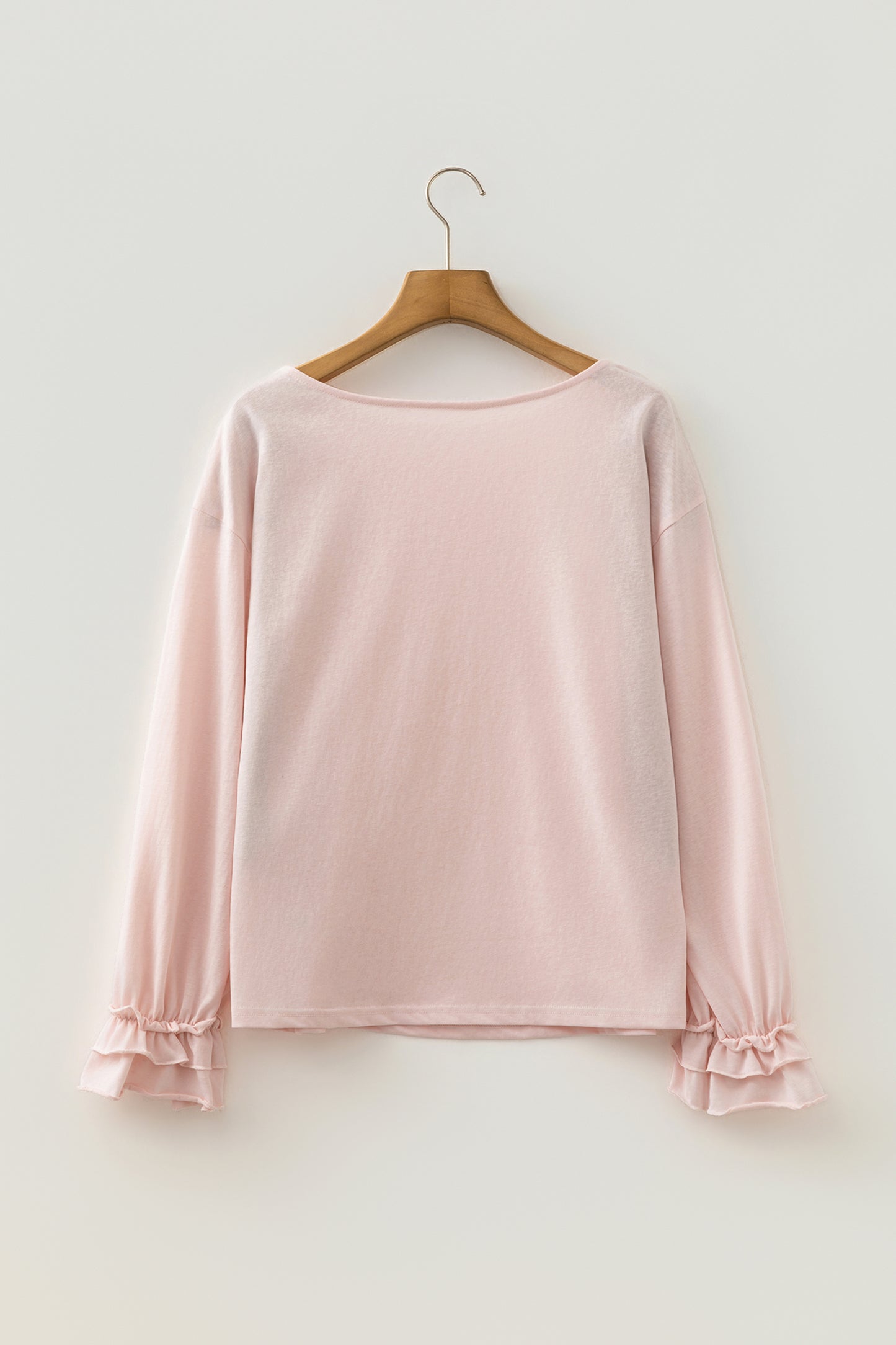 Gossamer Pink Long Sleeve Ruffle Cuff Top