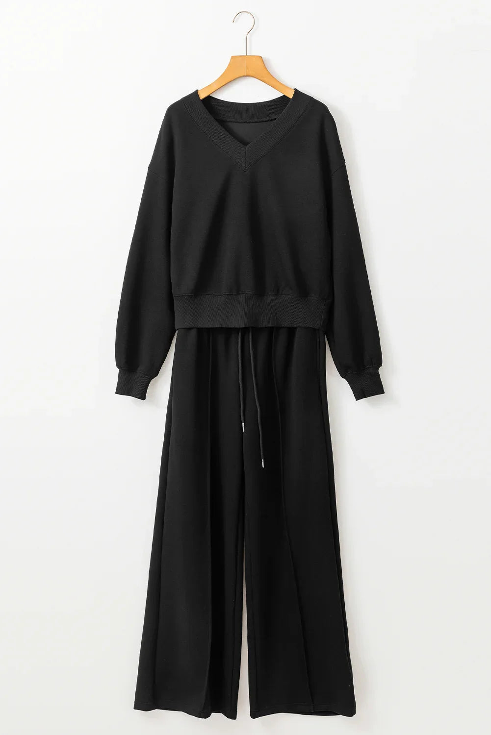 Black V-Neck Cropped High Waist Activewear