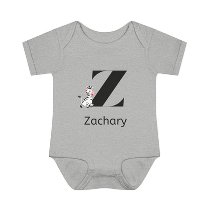 Alphabet Adventures: Letter Z - Zany Zebra Baby Onesie - Personalizable - Whippie's