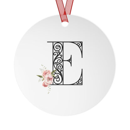 Floral Letters: Letter E - Metal Christmas Ornament - Whippie's