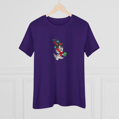 Retro Kittie with Tinsel Christmas Tree Hat - Women's Tee - Whippie's