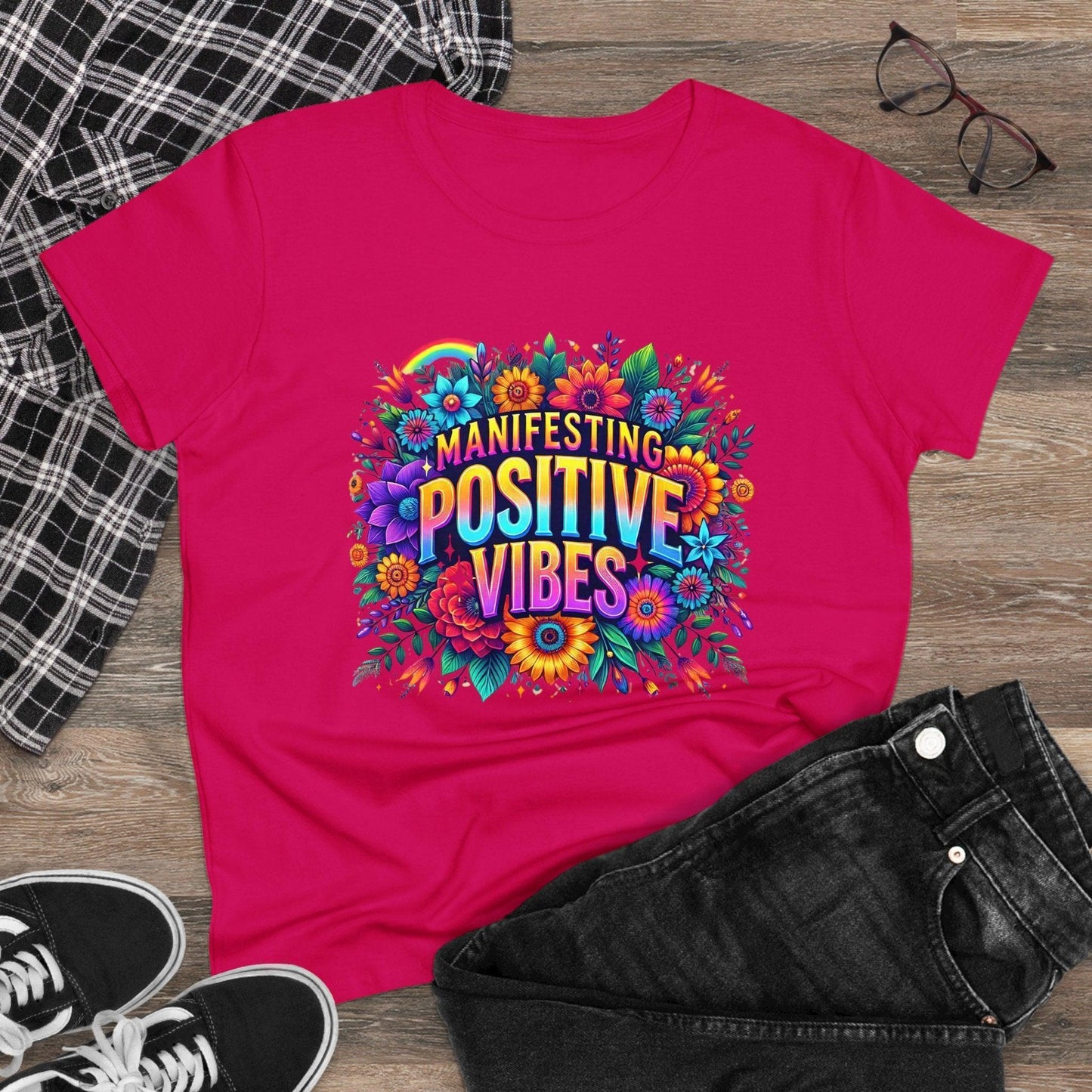 ✨ Manifesting Positive Vibes 🌈 Women's Tee 🌼 - Whippie's