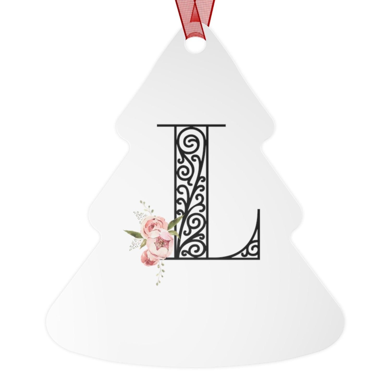 Floral Letters: Letter L - Metal Christmas Ornament - Whippie's