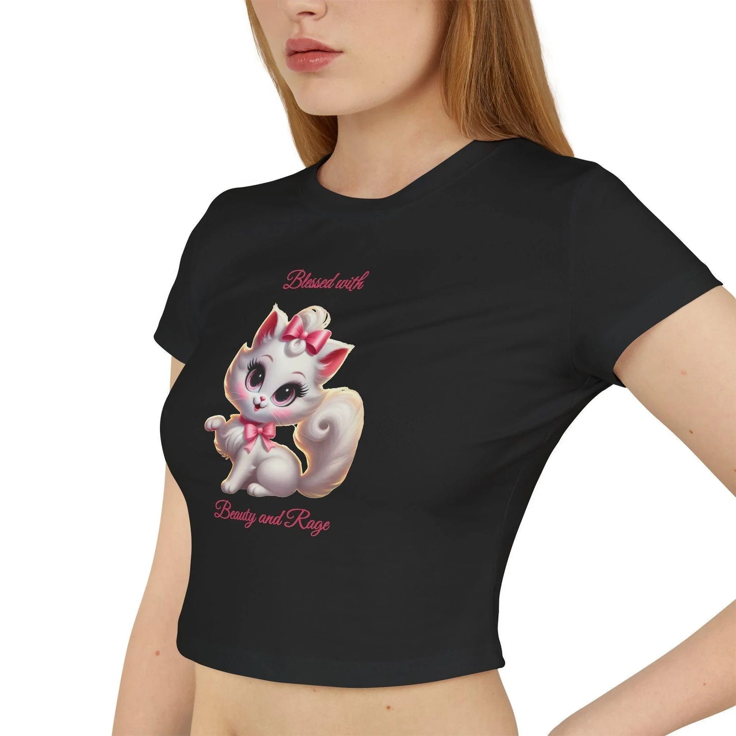 Blessed with Beauty & Rage - Women's Baby Tee 🐱 😈 - Whippie's