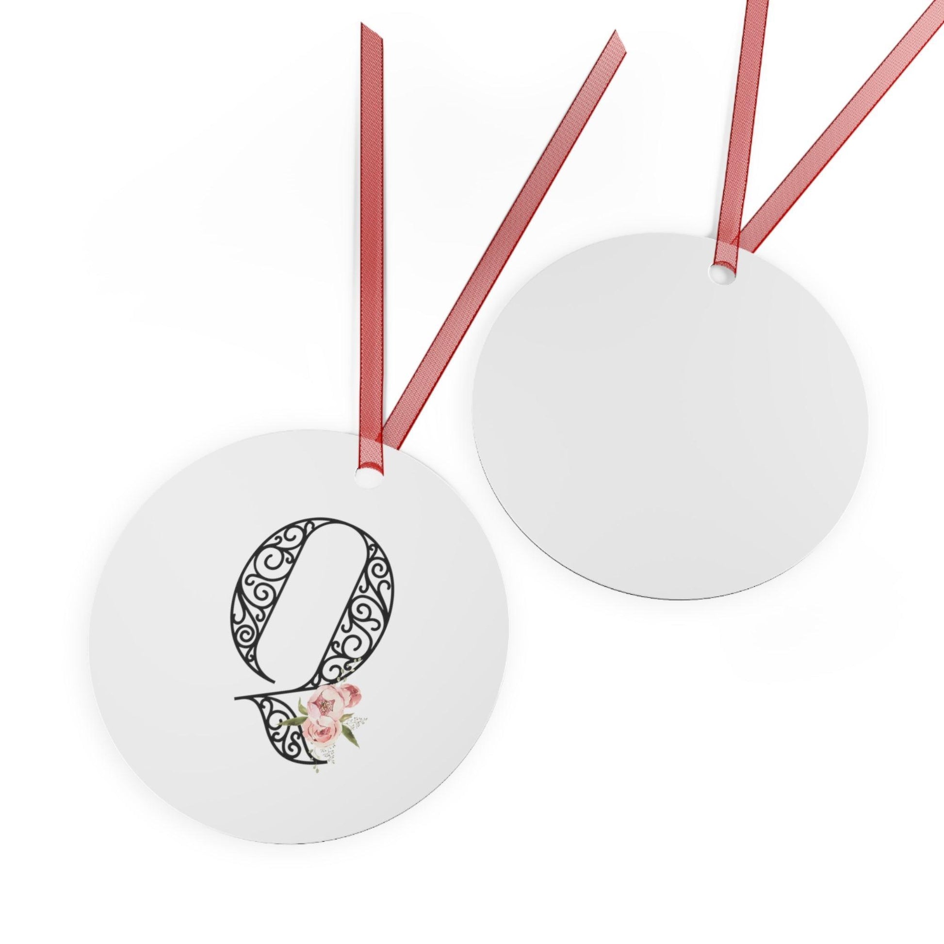 Floral Letters: Letter Q - Metal Christmas Ornament - Whippie's