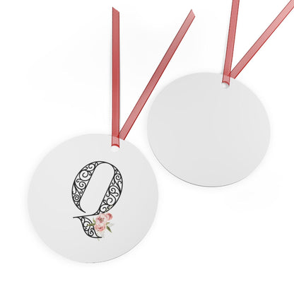 Floral Letters: Letter Q - Metal Christmas Ornament - Whippie's