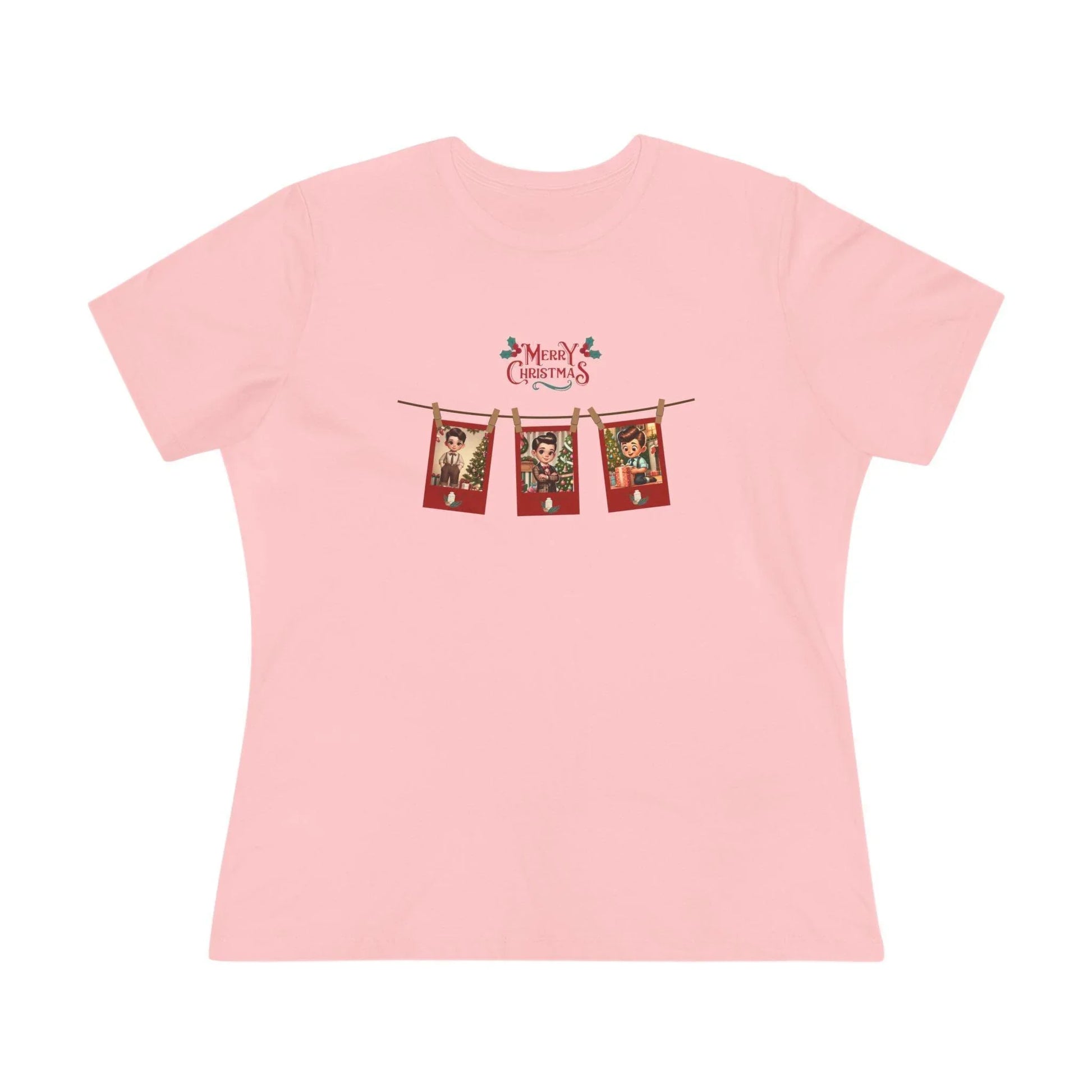 Merry Christmas - Photo Banner - Dark Hair Boys - Women's Softstyle Tee - Whippie's