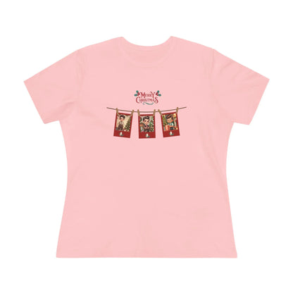 Merry Christmas - Photo Banner - Dark Hair Boys - Women's Softstyle Tee - Whippie's