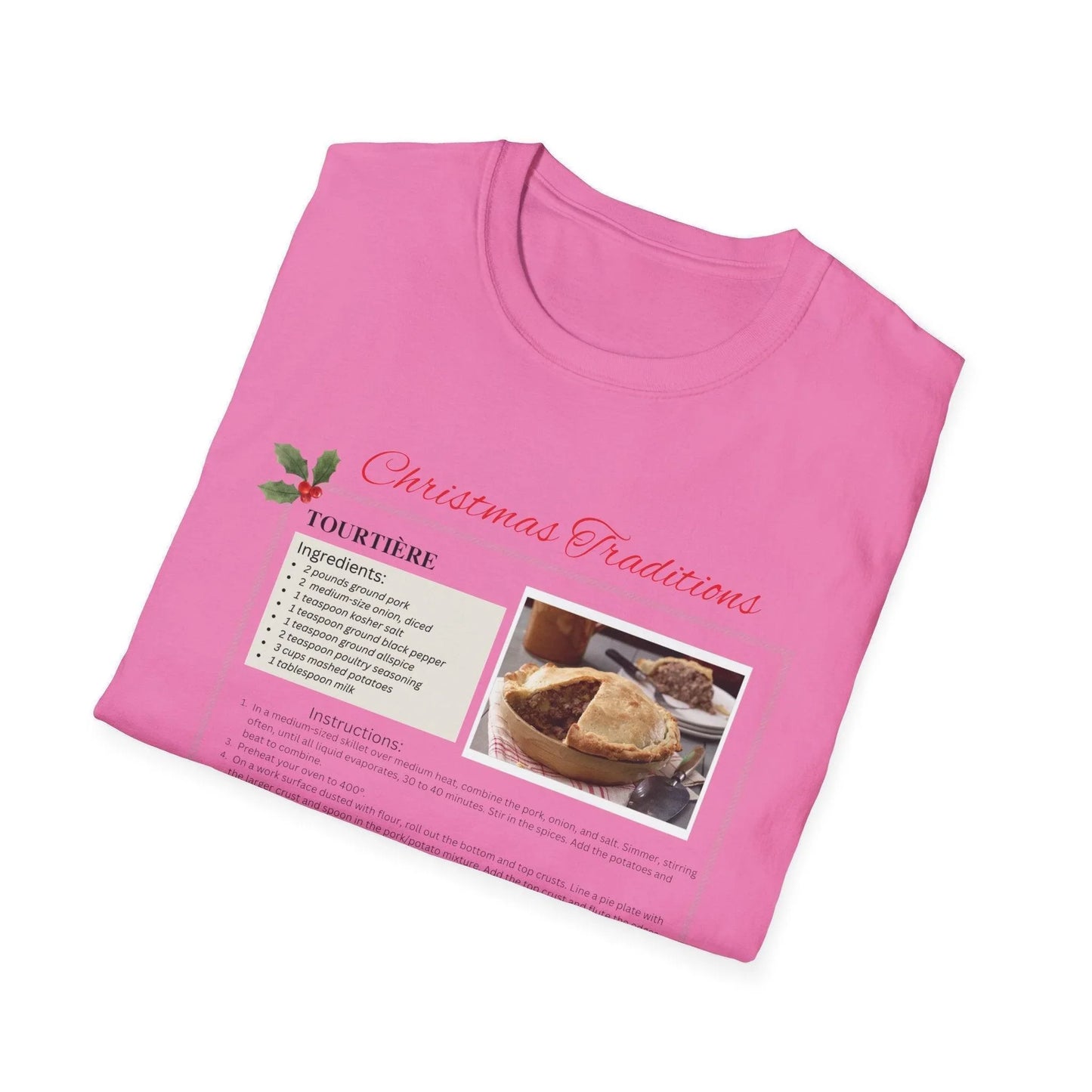 Tourtière Recipe Card - Unisex T-Shirt - French Canadian Christmas Traditions! 🎄 - Whippie's