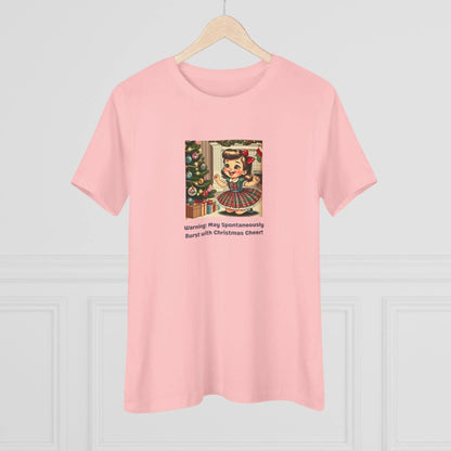 Warning: May Spontaneously Burst with Christmas Cheer! - Women's Softstyle Tee - Whippie's