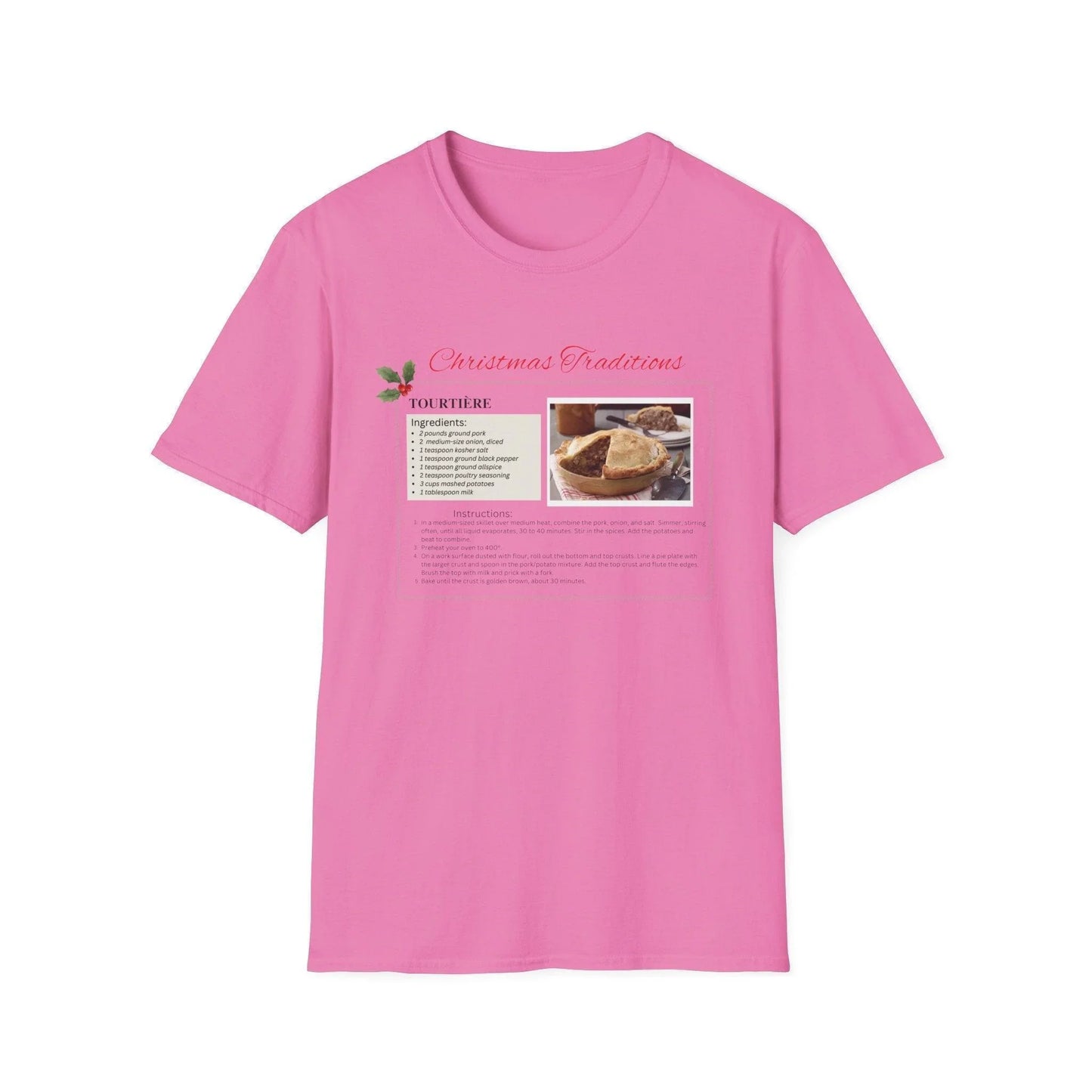 Tourtière Recipe Card - Unisex T-Shirt - French Canadian Christmas Traditions! 🎄 - Whippie's