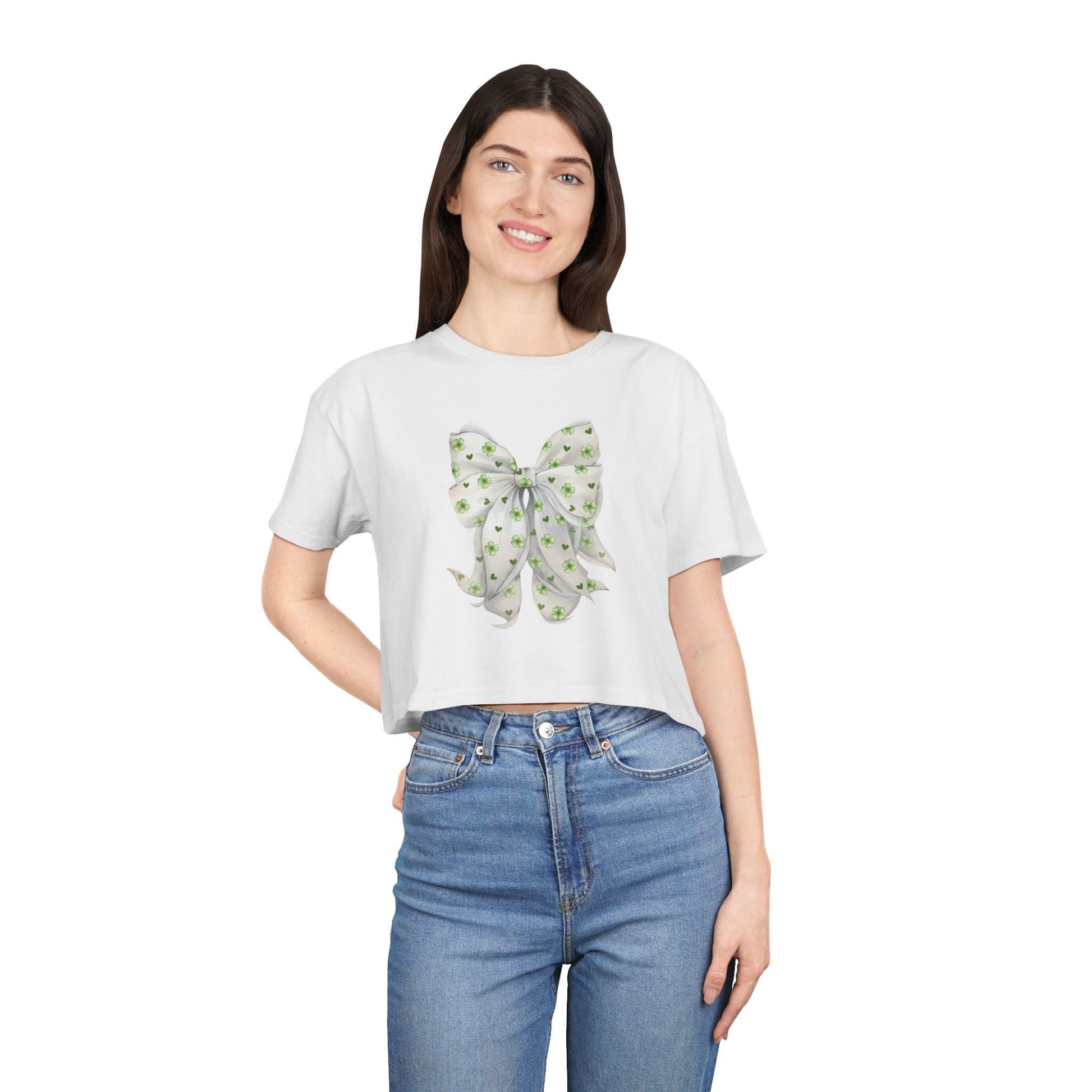 Shamrock Hearts Women's Cropped Tee - Spread the Luck and Love! - Whippie's