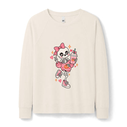 Pumpkin Spice Skeleton Cute Halloween Sweatshirt for Women