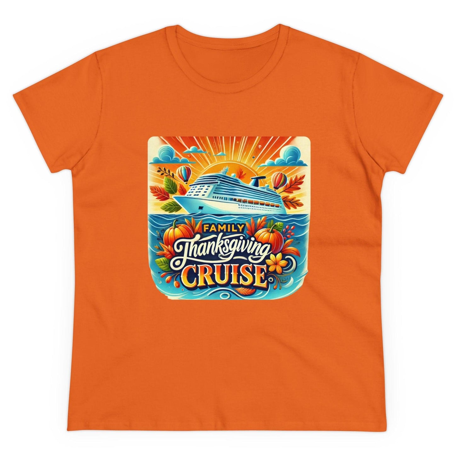 Family Thanksgiving Cruise - Gobble 'til You Wobble! 🚢🍂 Women's Midweight Cotton Tee - Whippie's