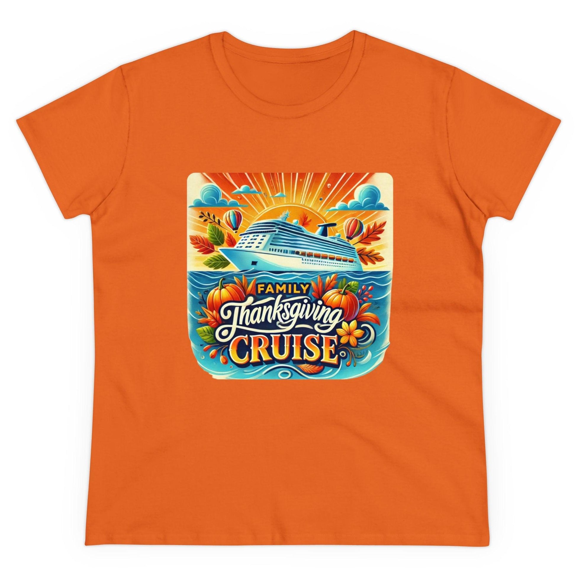 Family Thanksgiving Cruise - Gobble 'til You Wobble! 🚢🍂 Women's Midweight Cotton Tee - Whippie's