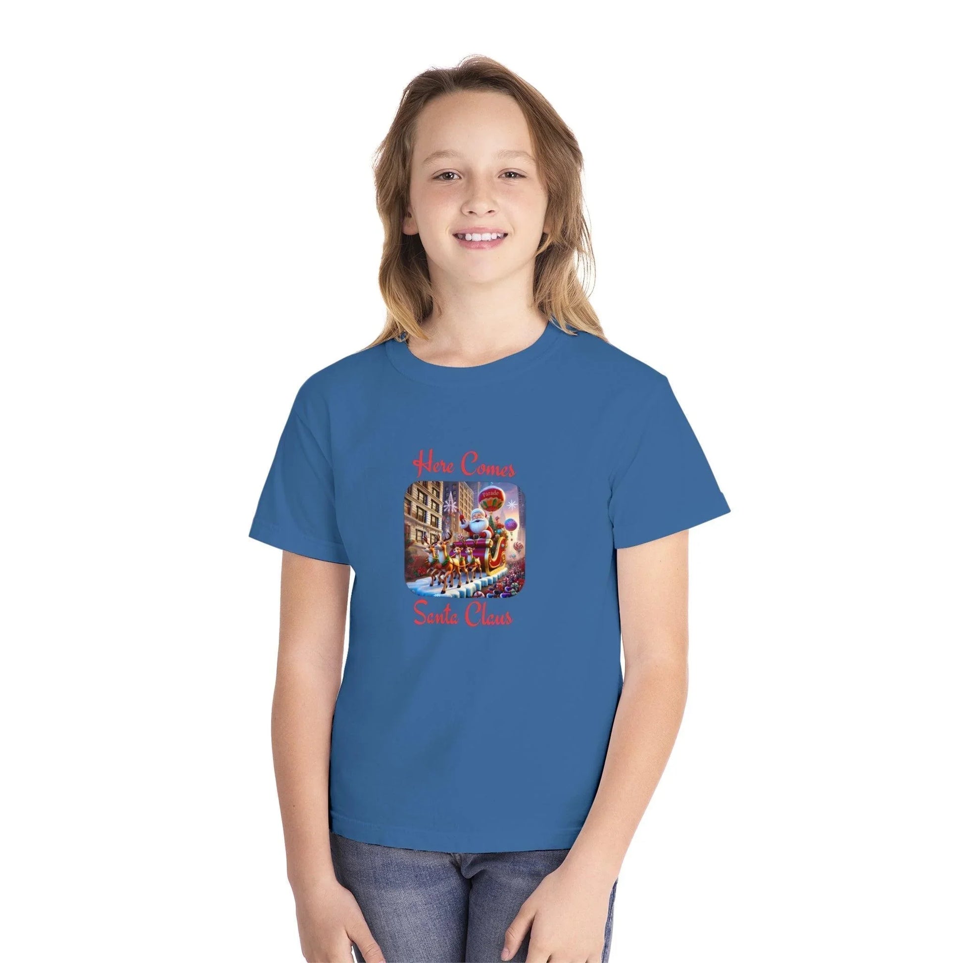 🎅 Here Comes Santa Claus 🎄 Youth Midweight Tee ✨ - Whippie's
