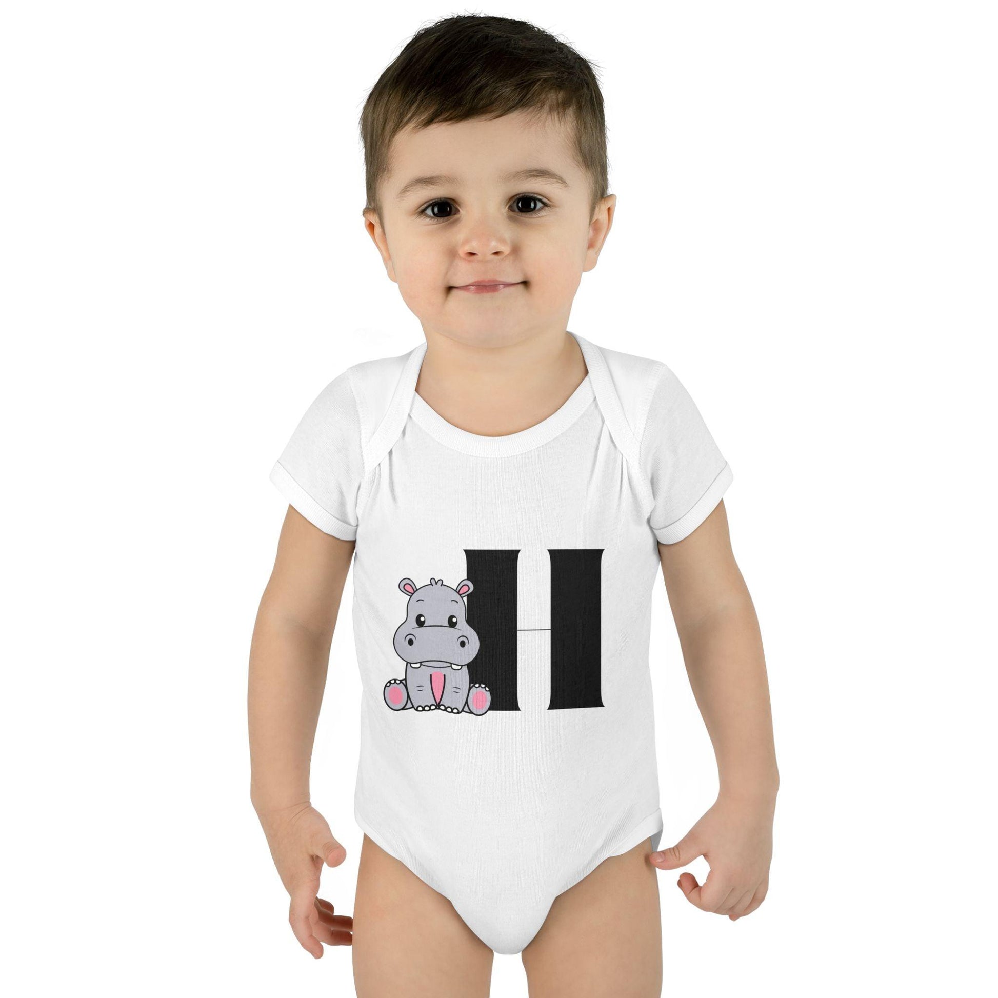 Alphabet Adventures: Letter H - Happy Hippo Baby Onesie H is for Happy Hippo! - Whippie's