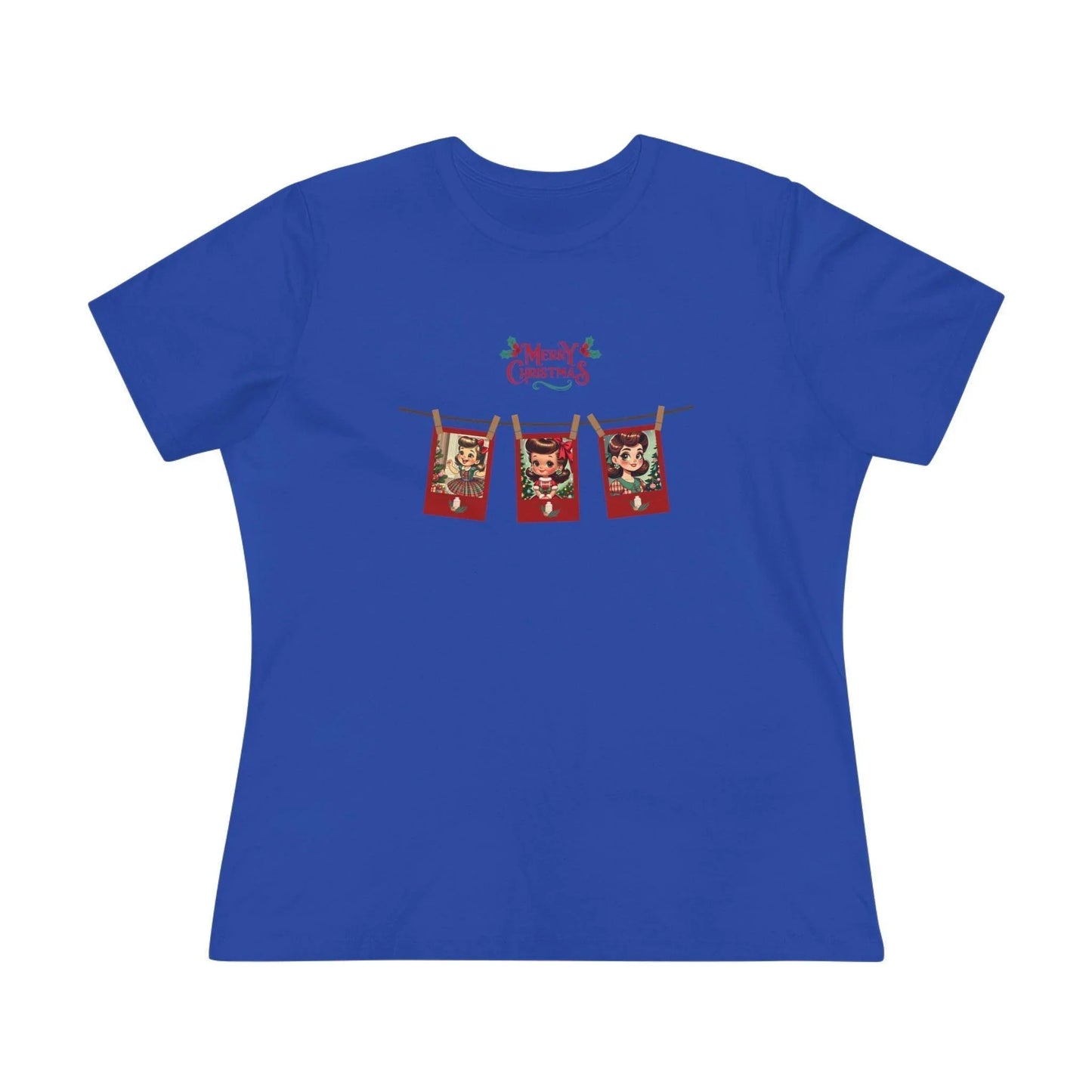 Merry Christmas - Photo Banner - Brunette Girls - Women's Softstyle Tee - Whippie's