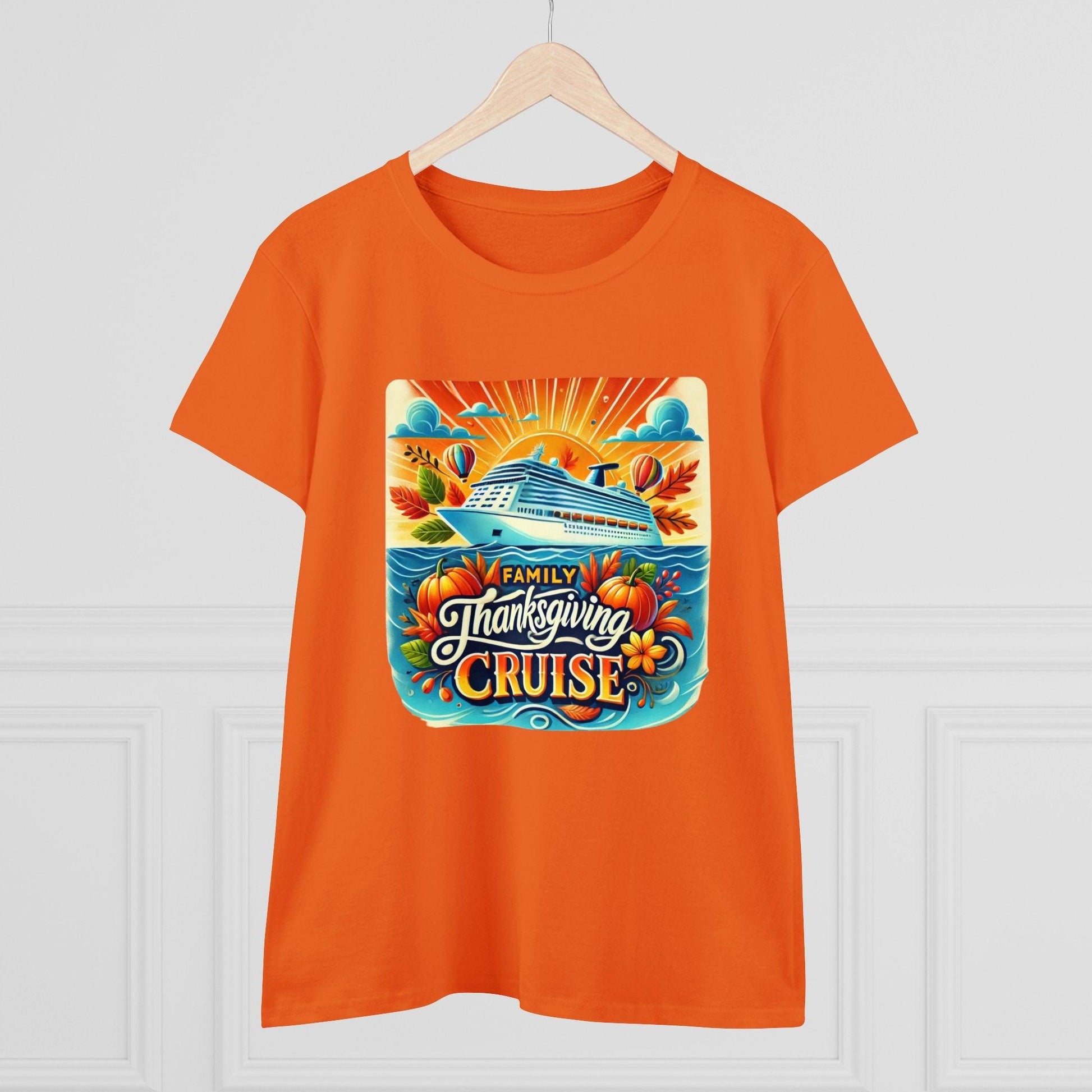 Family Thanksgiving Cruise - Gobble 'til You Wobble! 🚢🍂 Women's Midweight Cotton Tee - Whippie's