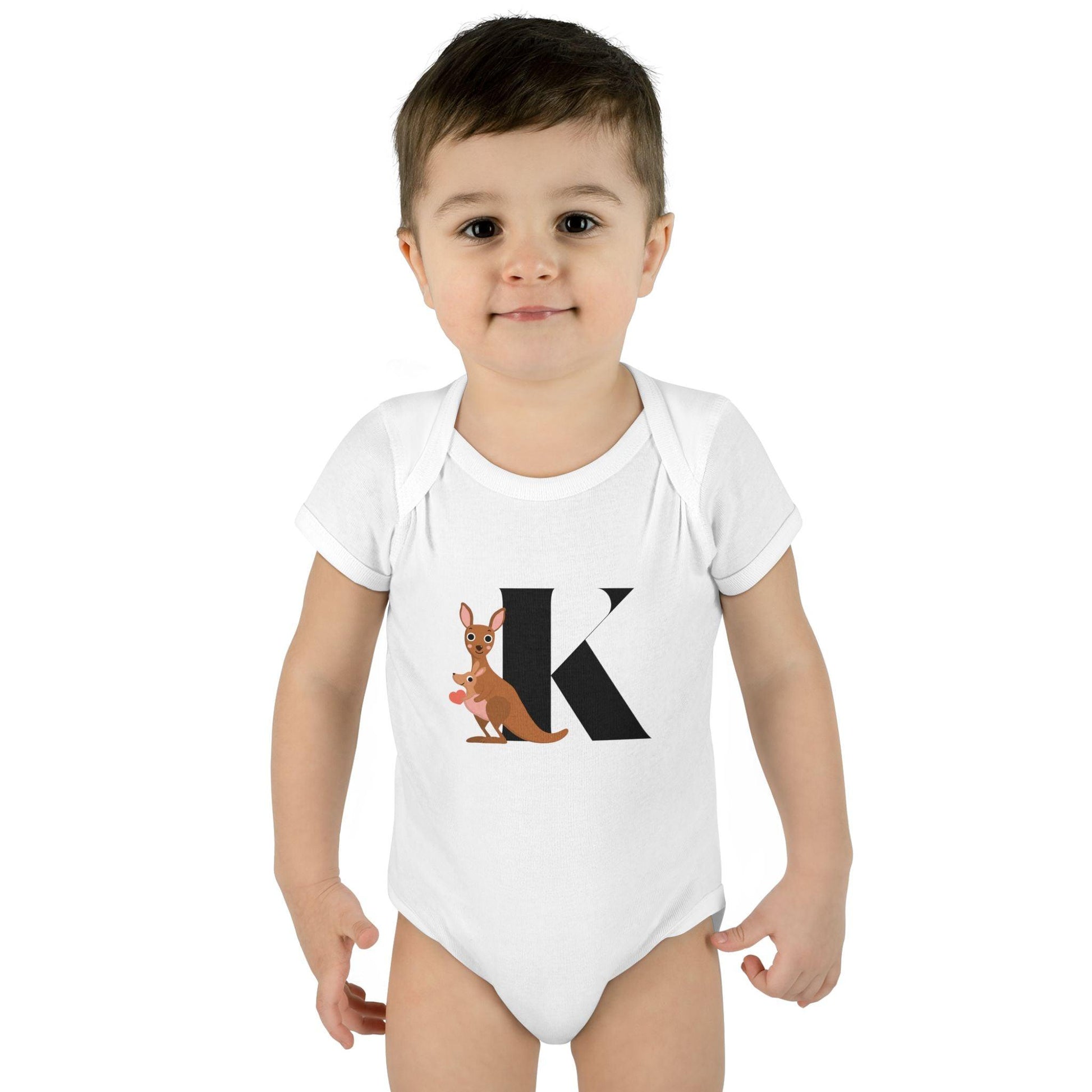 Alphabet Adventures: Letter K - Kind Kangaroo Baby Onesie K is for Kind Kangaroo! - Whippie's
