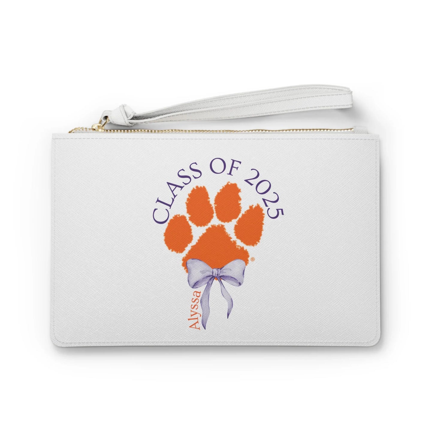 Graduation Clutch Bag - Clemson Paw Print - Class of 2025 - Personalizable - Whippie's