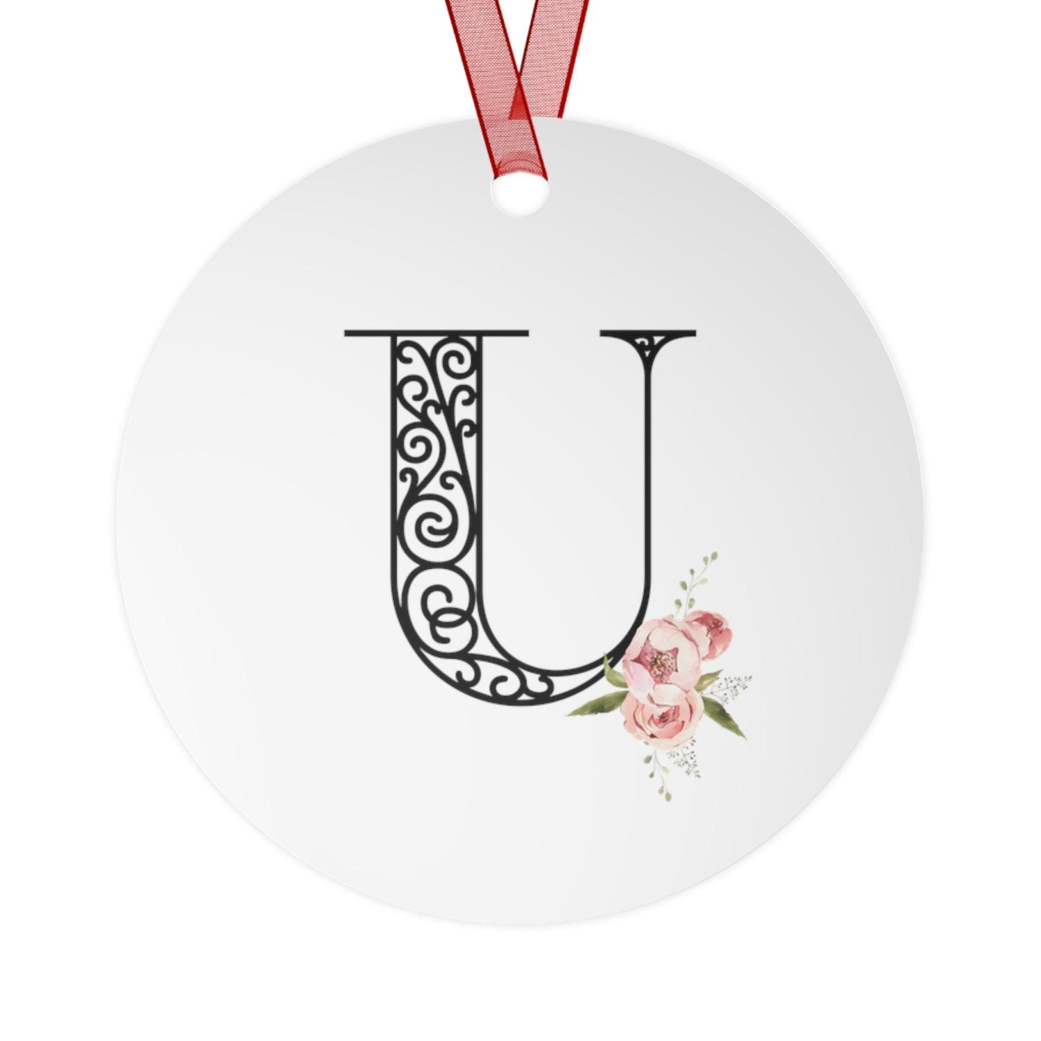Floral Letters: Letter U - Metal Christmas Ornament - Whippie's