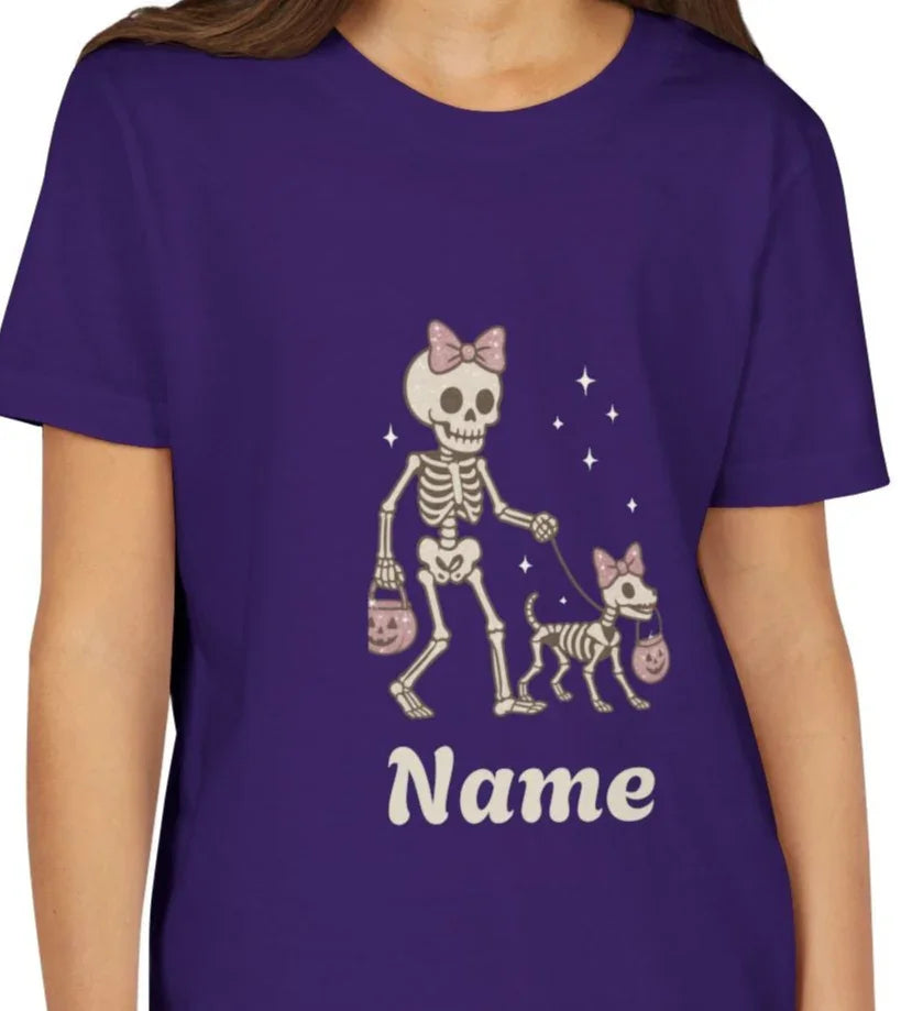 Pink Bow Halloween Friends Youth Tee - Personalizable