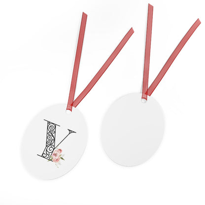 Floral Letters: Letter Y - Metal Christmas Ornament - Whippie's