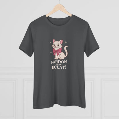 Pardon Mon Éclat White Sparkly Cat with Pink Bow Women's Tee - Whippie's